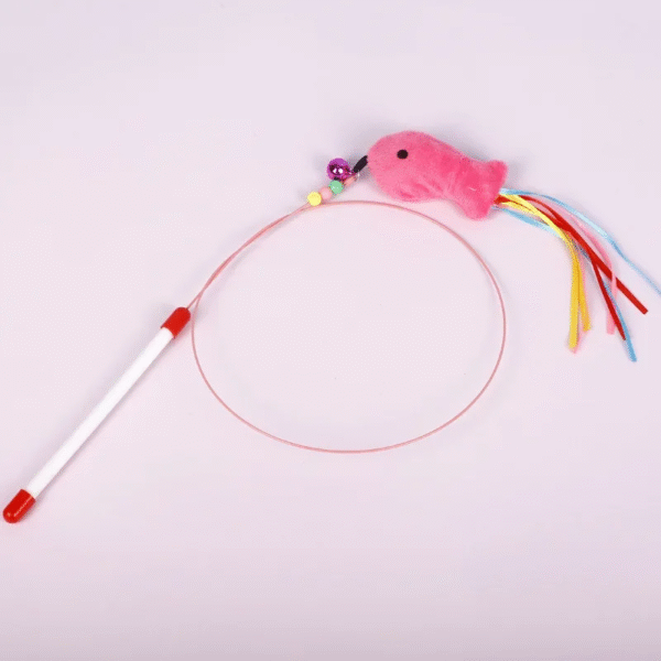 Funny Simulation Feather Fish with Bell Stick Toys